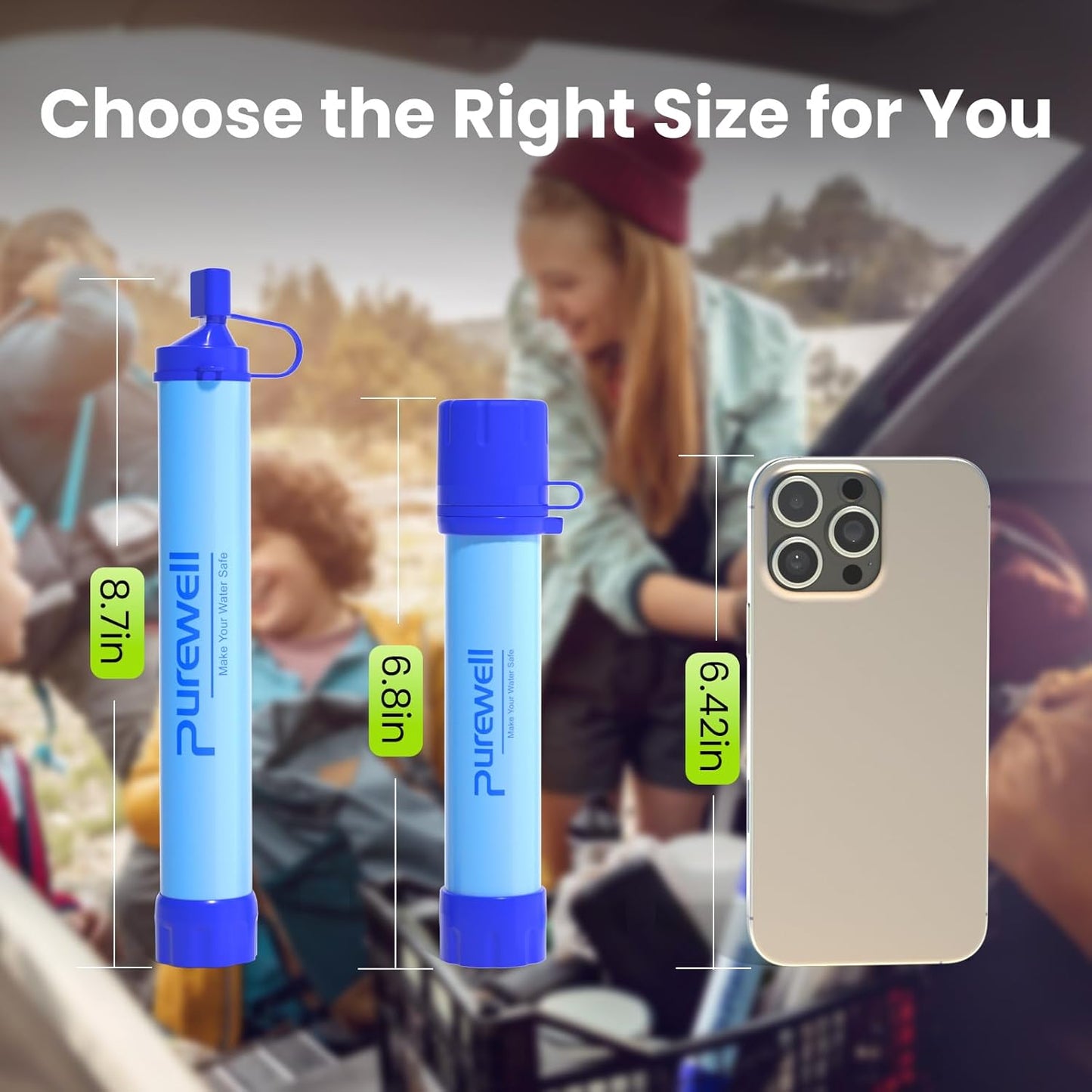 Outdoor Water Personal Water Filtration Straw Emergency Survival Gear Water Purifier for Camping Hiking Climbing Backpacking(2Pcs)