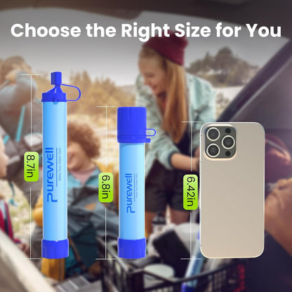 Outdoor Water Personal Water Filtration Straw Emergency Survival Gear Water Purifier for Camping Hiking Climbing Backpacking(2Pcs)