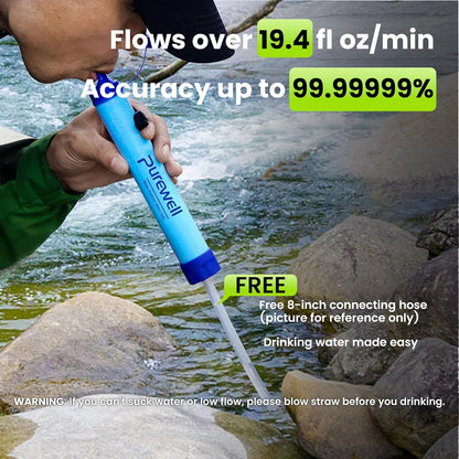 Outdoor Water Personal Water Filtration Straw Emergency Survival Gear Water Purifier for Camping Hiking Climbing Backpacking(2Pcs)